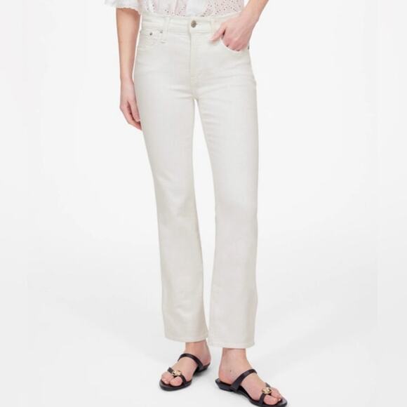 NWT Madewell Mid-Rise Kick Out Crop Jeans in Pure White Size 25 - Picture 2 of 15